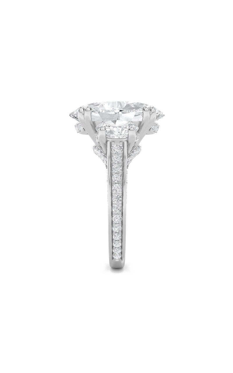 9Cttw Oval Shaped Lab Grown Diamond (F/VS) Bold Statement Accented Ring in 14K Gold