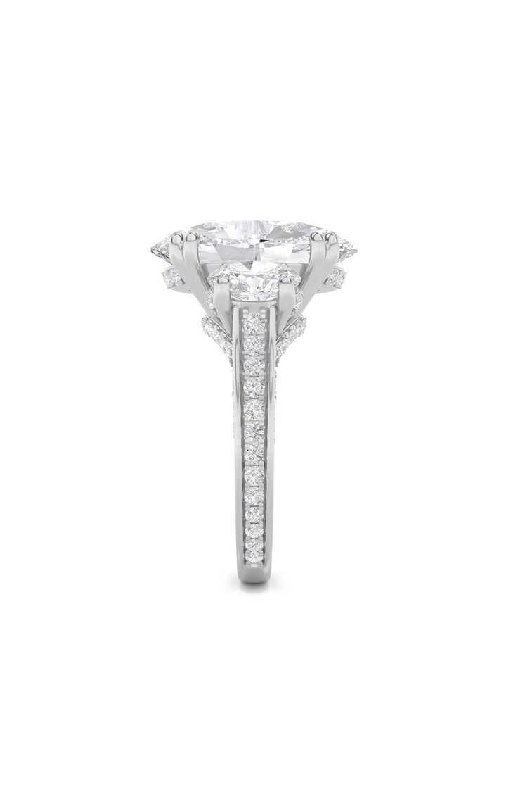9Cttw Oval Shaped Lab Grown Diamond (F/VS) Bold Statement Accented Ring in 14K Gold
