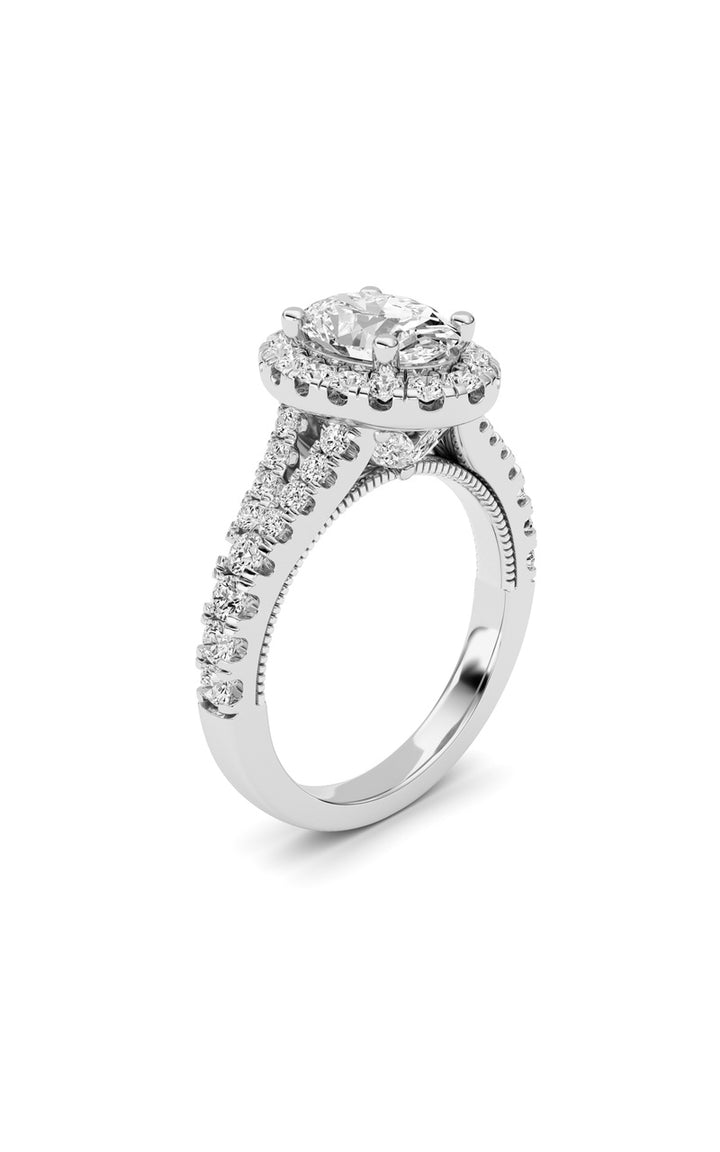 2.5Cttw Oval Shaped Lab Grown Diamond (F/VS) Engagement Ring in 14K Gold