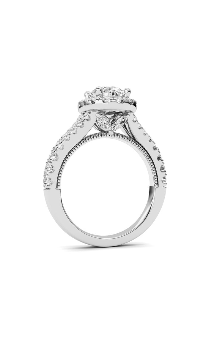 2.5Cttw Oval Shaped Lab Grown Diamond (F/VS) Engagement Ring in 14K Gold