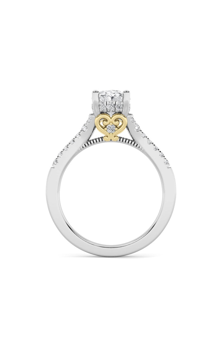 1.5Cttw Oval Shaped Lab Grown Diamond (G/VS) Accented Engagement Ring in 14K White Gold