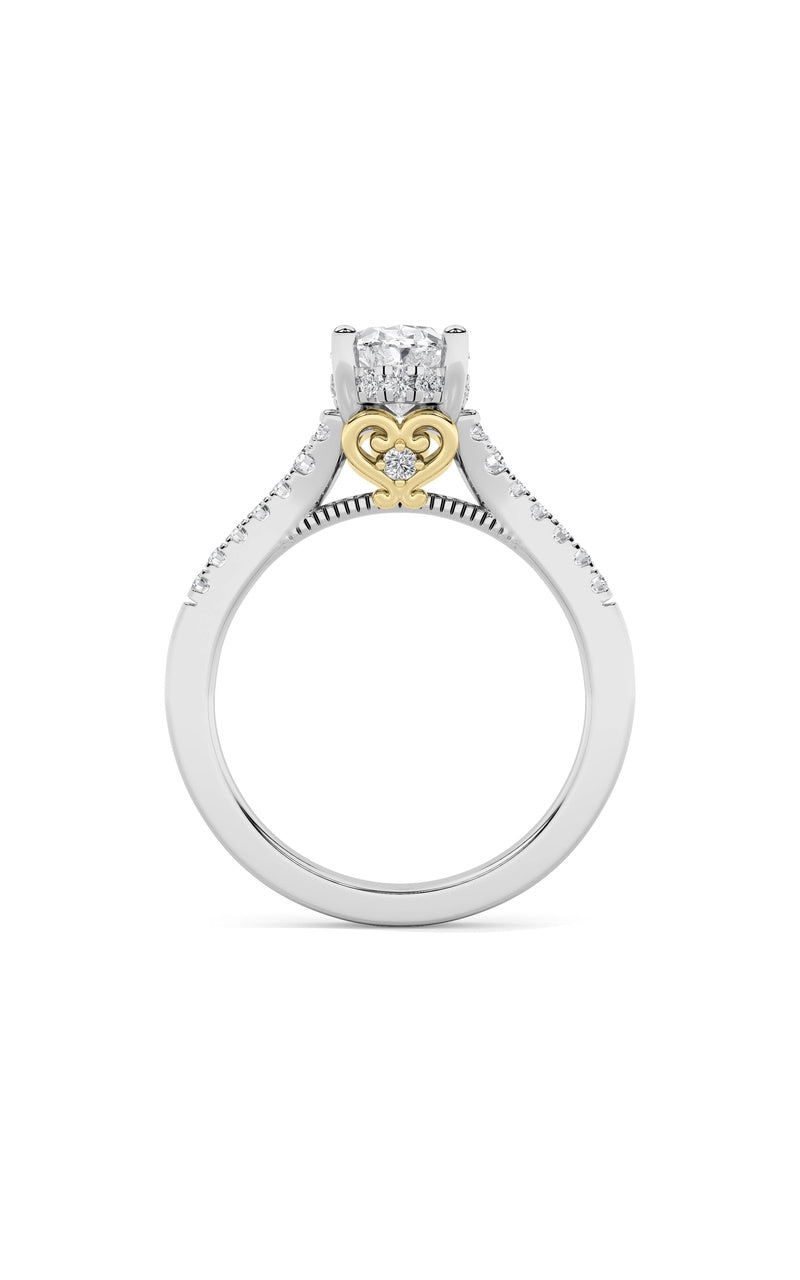 1.5CTW Oval Shaped Lab Grown Diamond (G/VS) Accented Engagement Ring in 14K White Gold