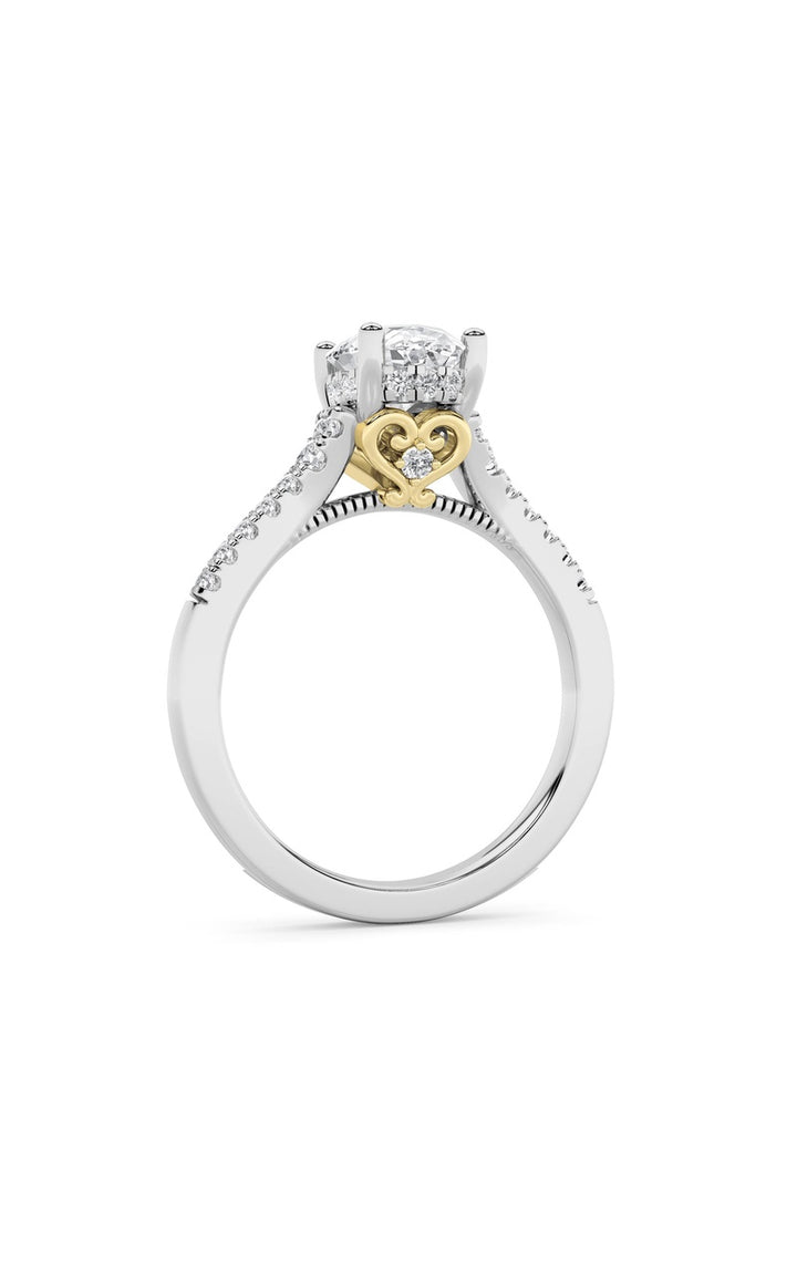 1.5Cttw Oval Shaped Lab Grown Diamond (G/VS) Accented Engagement Ring in 14K White Gold