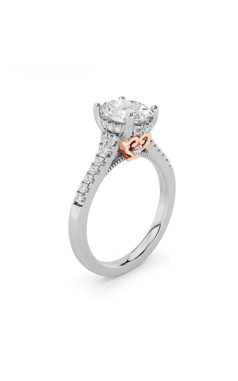 1.5CTW Oval Shaped Lab Grown Diamond (G/VS) Accented Engagement Ring in 14K White Gold
