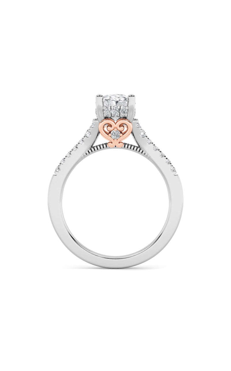 1.5CTW Oval Shaped Lab Grown Diamond (G/VS) Accented Engagement Ring in 14K White Gold