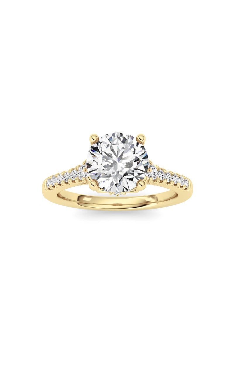 1.5CTW Round Shaped Lab Grown Diamond (F/VS) Accented Two Tone Engagement Ring in 14K Gold