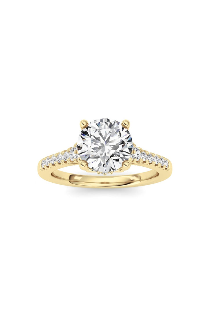 1.5CTW Round Shaped Lab Grown Diamond (F/VS) Accented Two Tone Engagement Ring in 14K Gold