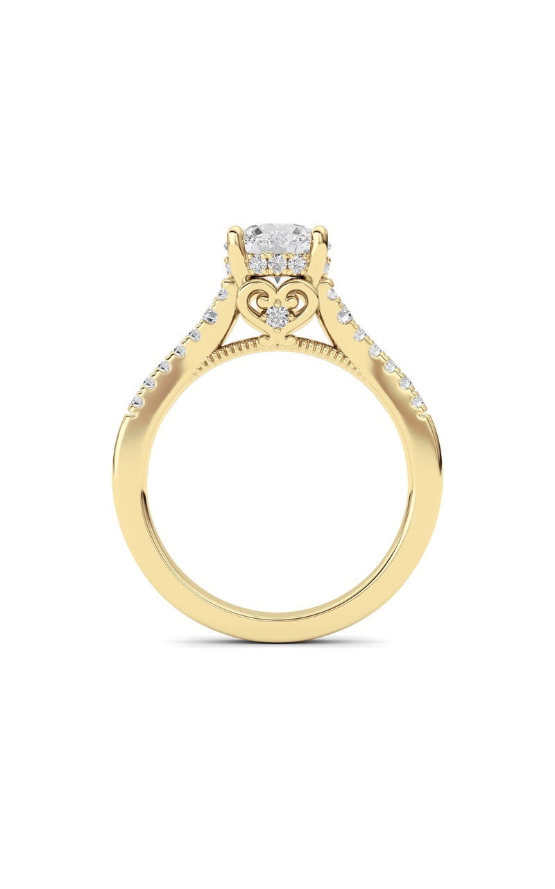 1.5Cttw Round Shaped Lab Grown Diamond (F/VS) Accented Two Tone Engagement Ring in 14K Gold