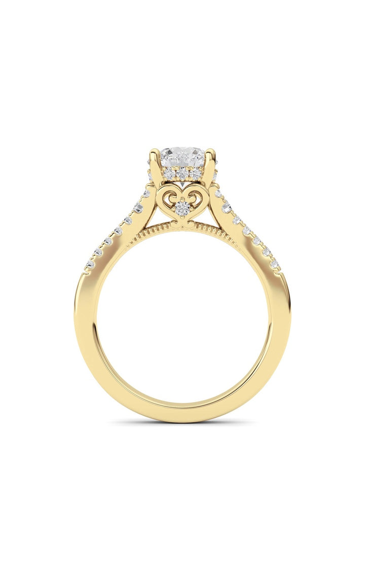 1.5Cttw Round Shaped Lab Grown Diamond (F/VS) Accented Two Tone Engagement Ring in 14K Gold