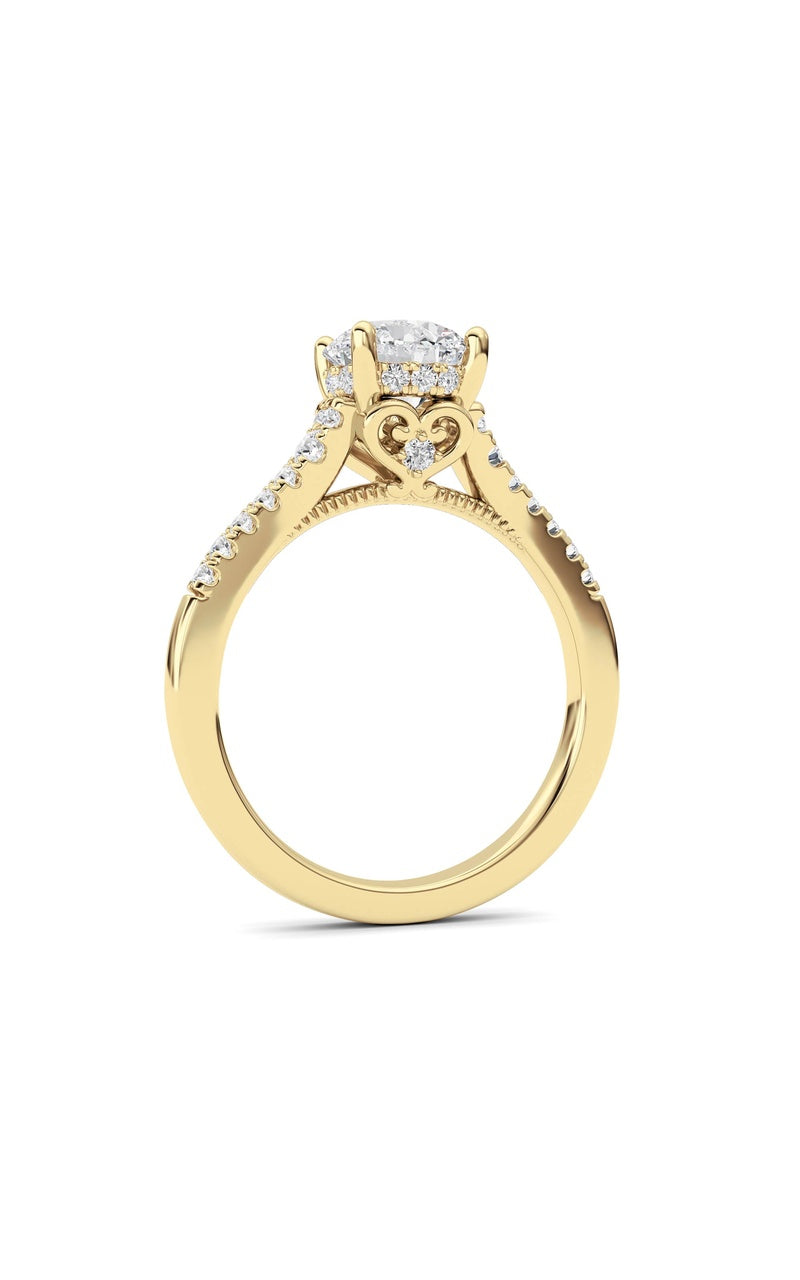 1.5Cttw Round Shaped Lab Grown Diamond (F/VS) Accented Two Tone Engagement Ring in 14K Gold