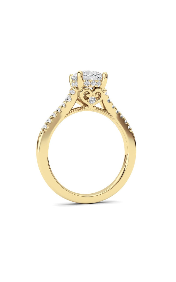 1.5Cttw Round Shaped Lab Grown Diamond (F/VS) Accented Two Tone Engagement Ring in 14K Gold