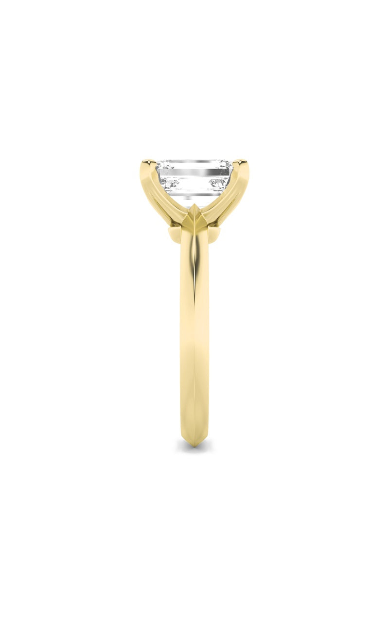 1Cttw Emerald Shaped Lab Grown Diamond (F/VS) Knife Edge Shank Solitaire Engagement Ring in 14K Gold
