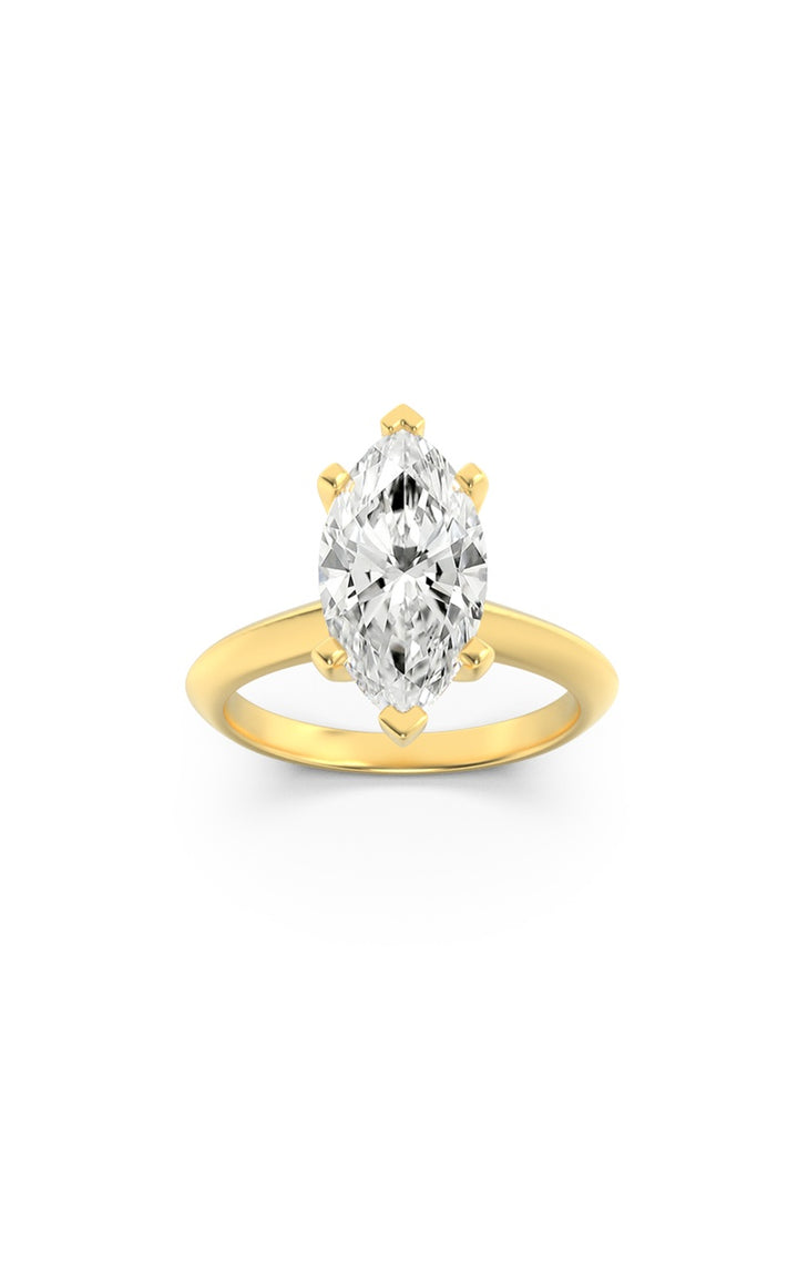 2Cttw Marquise Shaped Lab Grown Diamond (G/VS) Knife Edge Shank Solitaire Engagement Ring in 14K Gold