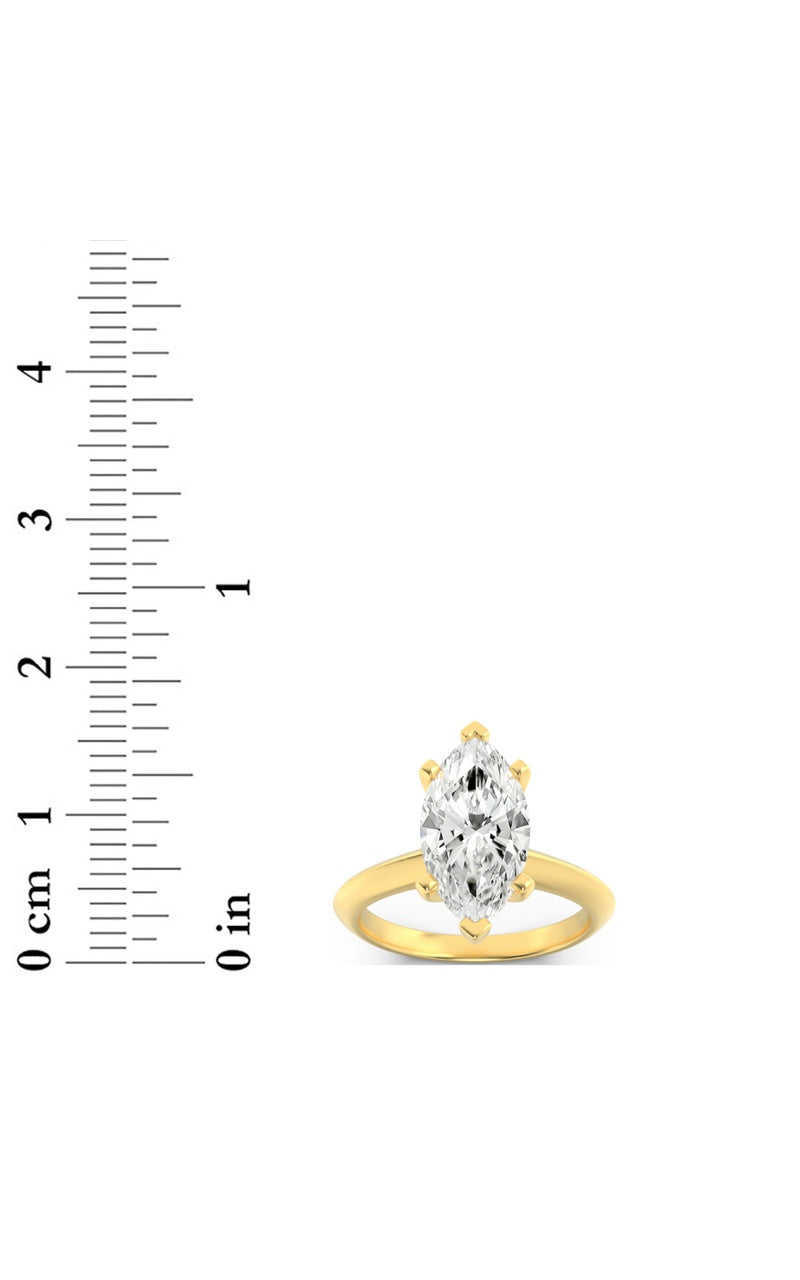 2.5Cttw Marquise Shaped Lab Grown Diamond (F/VS) Knife Edge Shank Solitaire Engagement Ring in 14K Gold