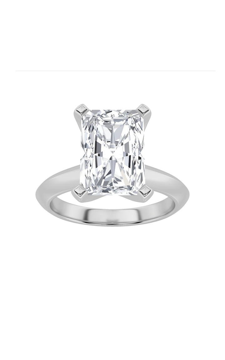 2CTW Radiant Shaped Lab Grown Diamond (F/VS) Knife Edge Shank Solitaire Engagement Ring in 14K Gold