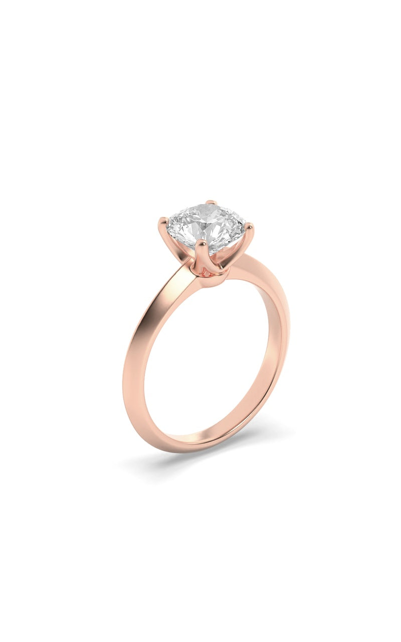 1Cttw Round Shaped Lab Grown Diamond (F/VS) KnifeEdge Shank Solitaire Engagement Ring in 14K Gold