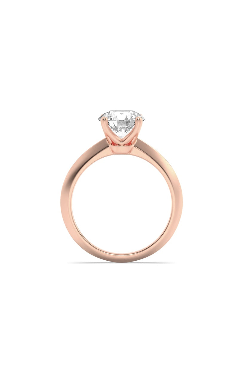 1Cttw Round Shaped Lab Grown Diamond (F/VS) KnifeEdge Shank Solitaire Engagement Ring in 14K Gold