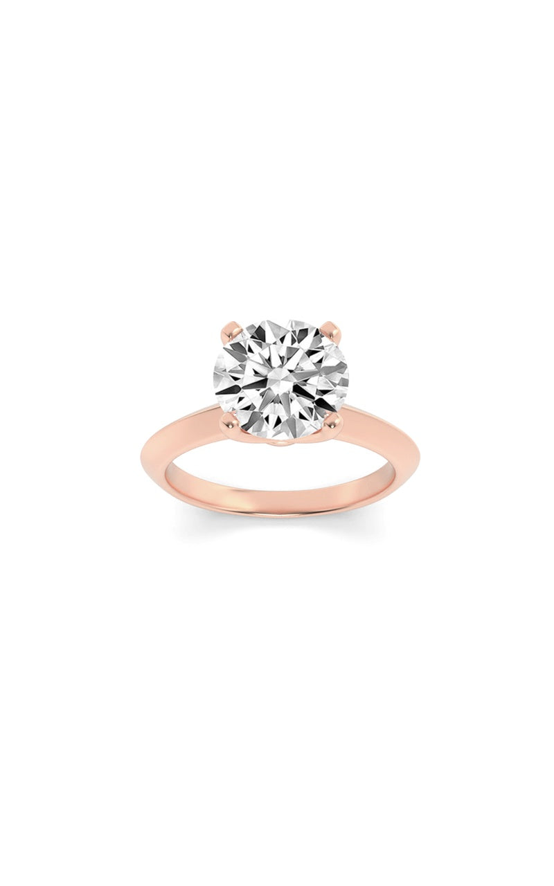 2Cttw Round Shaped Lab Grown Diamond (F/VS) KnifeEdge Shank Solitaire Engagement Ring in 14K Gold
