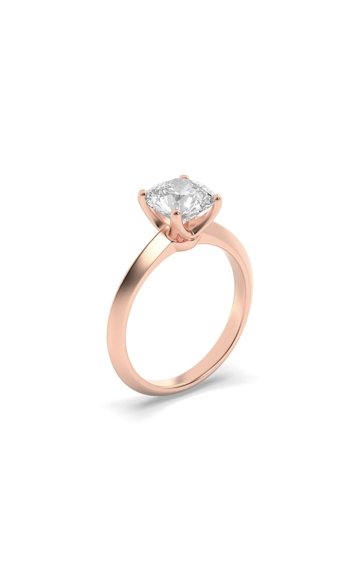 2Cttw Round Shaped Lab Grown Diamond (F/VS) KnifeEdge Shank Solitaire Engagement Ring in 14K Gold