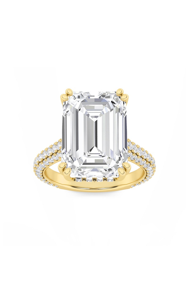 8Cttw Emerald Shaped Lab Grown Diamond (F/VS) Bold Accented Engagement Ring in 14K Gold