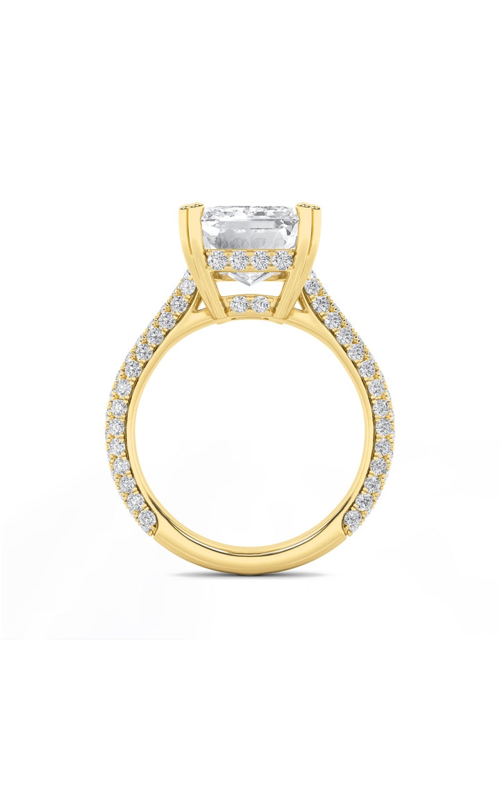 8Cttw Emerald Shaped Lab Grown Diamond (F/VS) Bold Accented Engagement Ring in 14K Gold