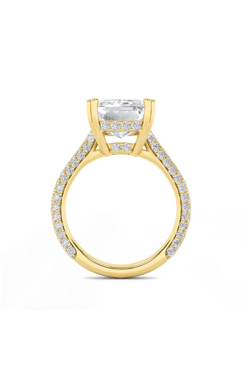 8Cttw Emerald Shaped Lab Grown Diamond (F/VS) Bold Accented Engagement Ring in 14K Gold
