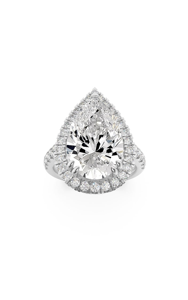 6.25Cttw Pear Shaped Lab Grown Diamond (F/VS) Bold Accented Engagement Ring in 14K Gold