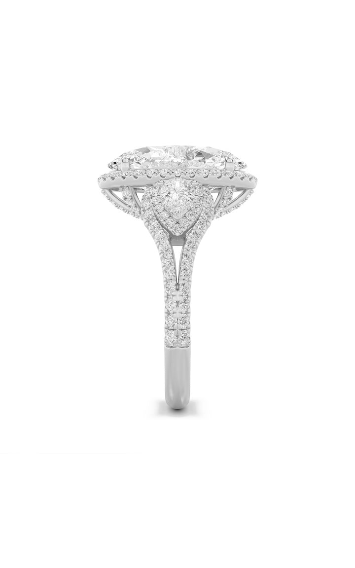 7.25Cttw Oval Shaped Lab Grown Diamond (F/VS) Bold Accented Engagement Ring in 14K Gold