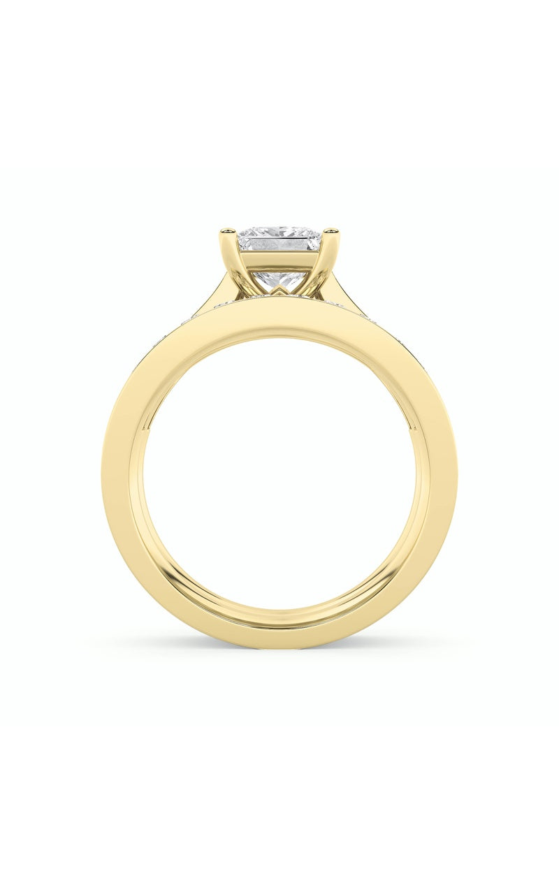 2Cttw Princess Shaped Lab Grown Diamond (F/VS) Channel Set Bridal Engagement Ring in 14K Gold