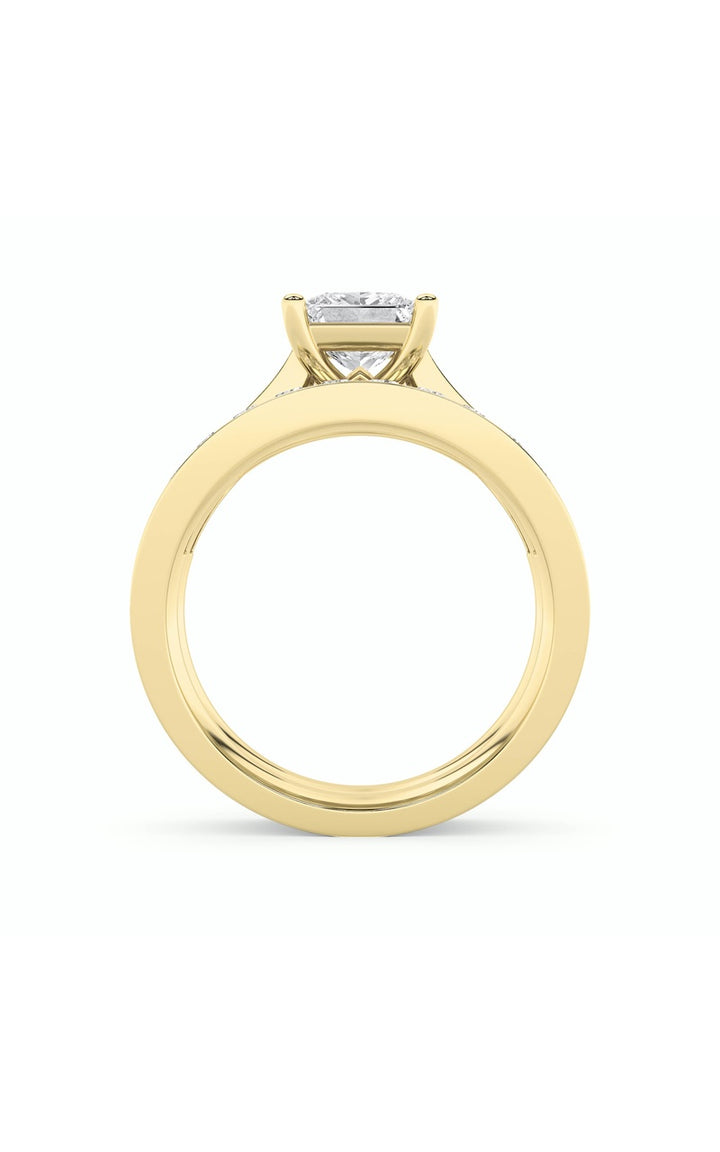 2Cttw Princess Shaped Lab Grown Diamond (F/VS) Channel Set Bridal Engagement Ring in 14K Gold