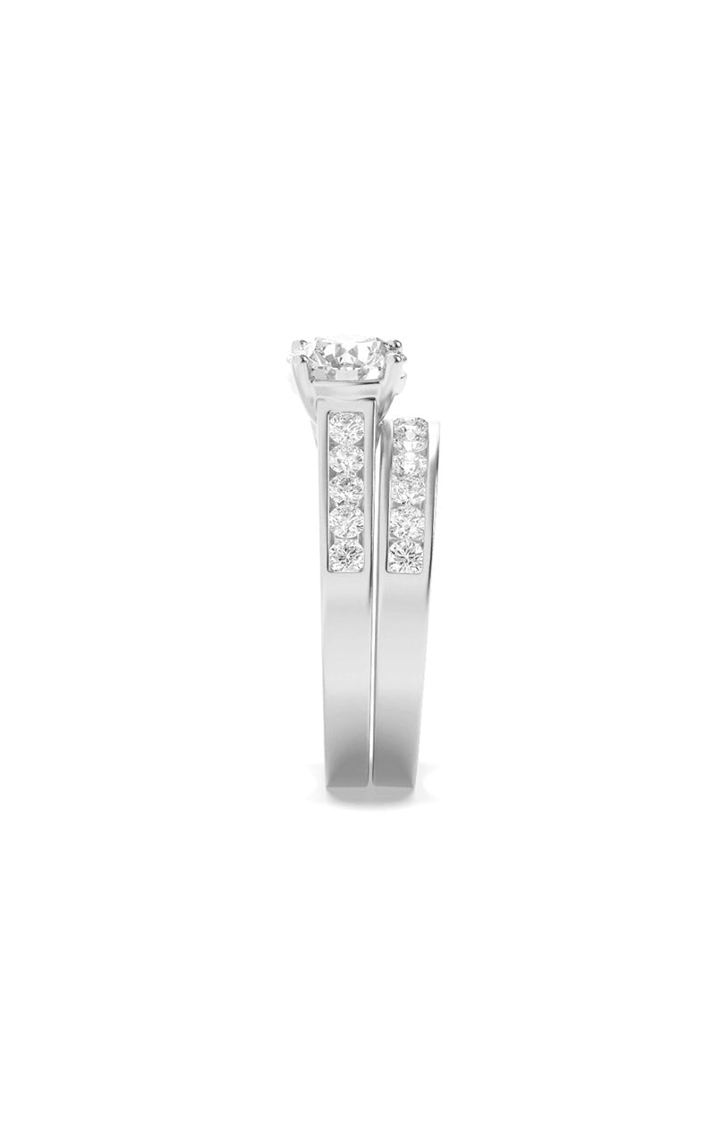 2Cttw Round Shaped Lab Grown Diamond (F/VS) Channel Set Bridal Engagement Ring in 14K Gold