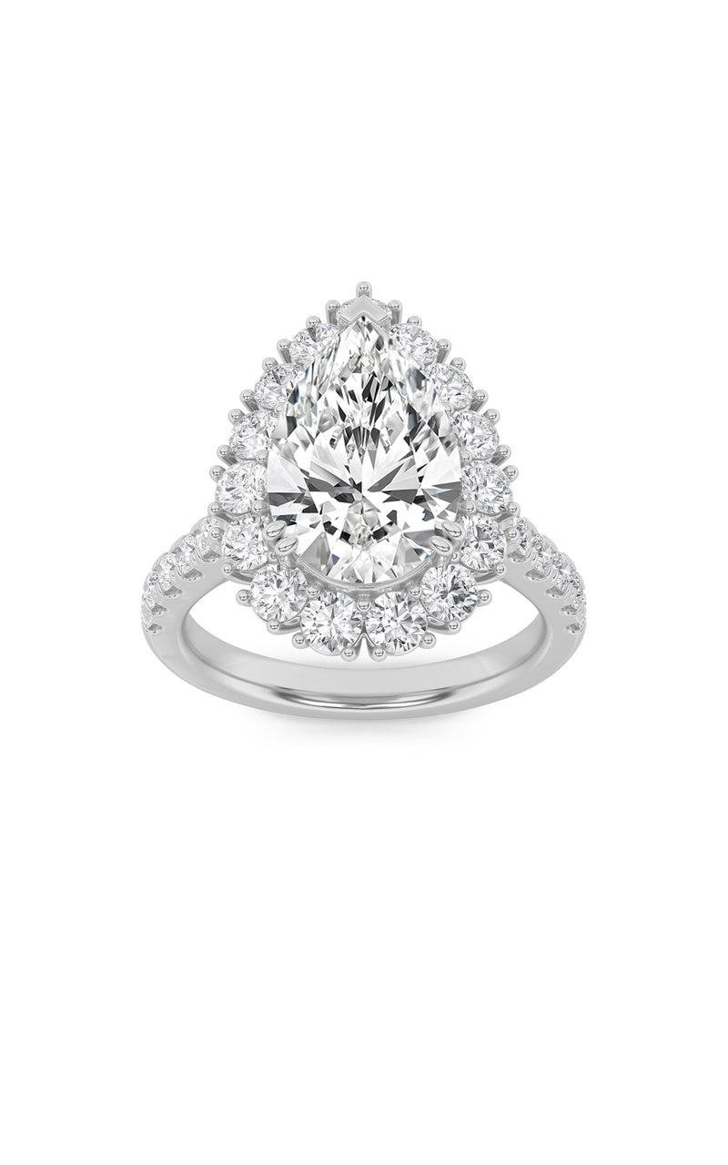 4Cttw Pear Shaped Lab Grown Diamond (F/VS) Bold Classic Engagement Ring in 14K Gold