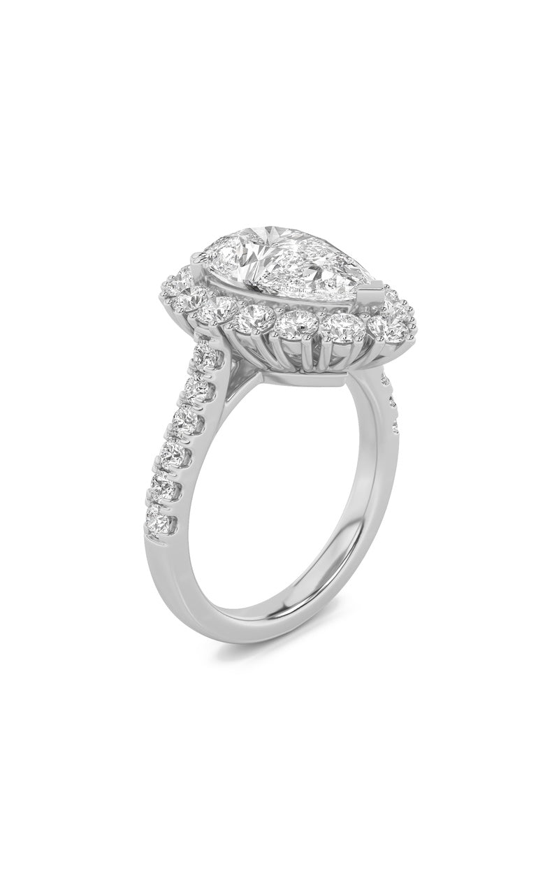 4Cttw Pear Shaped Lab Grown Diamond (F/VS) Bold Classic Engagement Ring in 14K Gold
