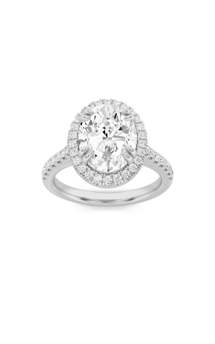2.5Cttw Oval Shaped Lab Grown Diamond (F/VS) Classic Halo Accented Engagement Ring in 14K Gold