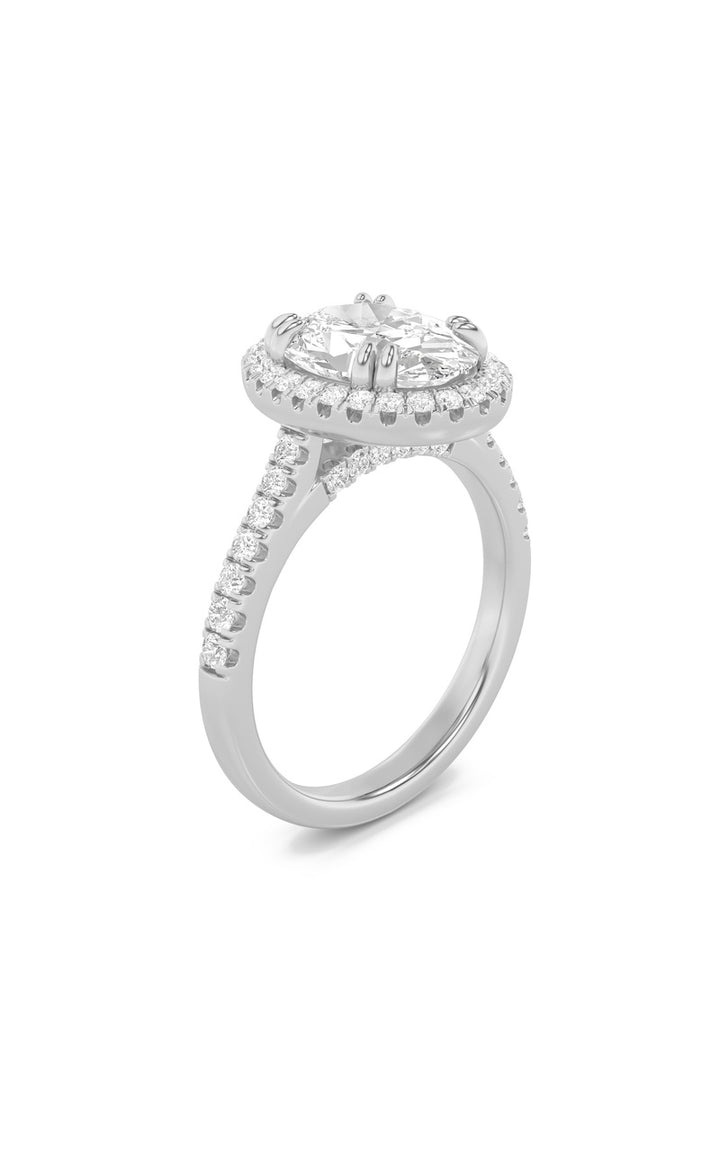 2.5Cttw Oval Shaped Lab Grown Diamond (F/VS) Classic Halo Accented Engagement Ring in 14K Gold
