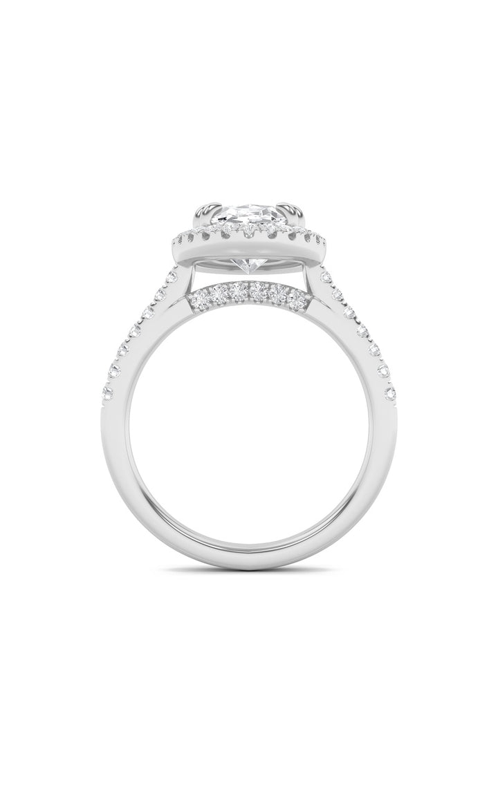 2.5Cttw Oval Shaped Lab Grown Diamond (F/VS) Classic Halo Accented Engagement Ring in 14K Gold