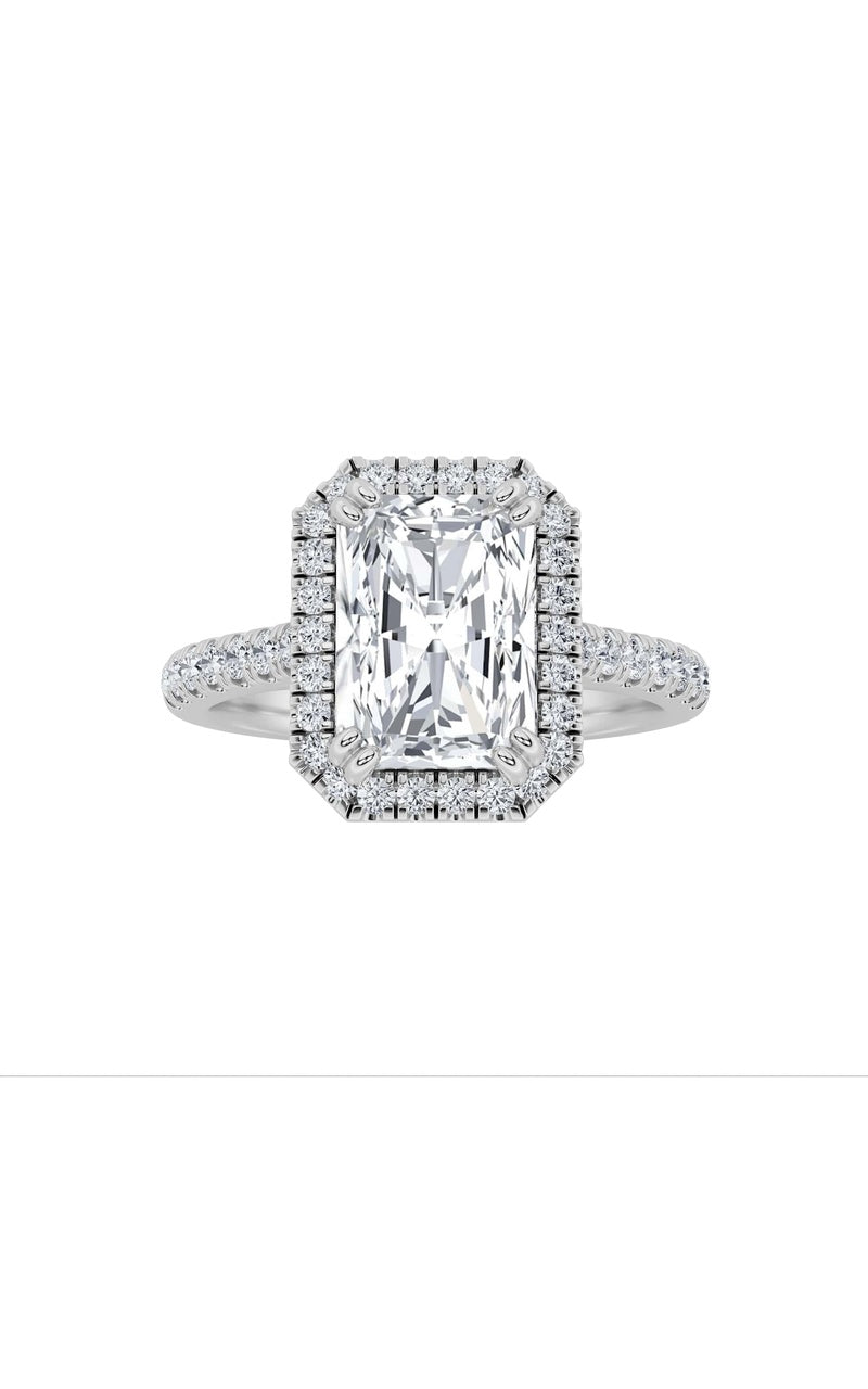 3Cttw Radiant Shaped Lab Grown Diamond (F/VS) Classic Halo Accented Engagement Ring in 14K Gold