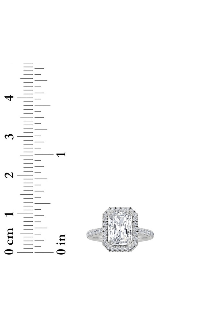 3Cttw Radiant Shaped Lab Grown Diamond (F/VS) Classic Halo Accented Engagement Ring in 14K Gold