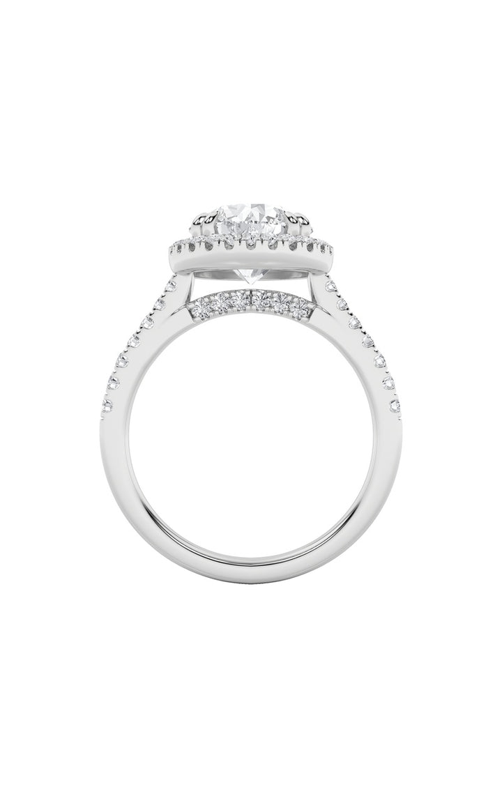 3Cttw Round Shaped Lab Grown Diamond (F/VS) Classic Halo Accented Engagement Ring in 14K Gold
