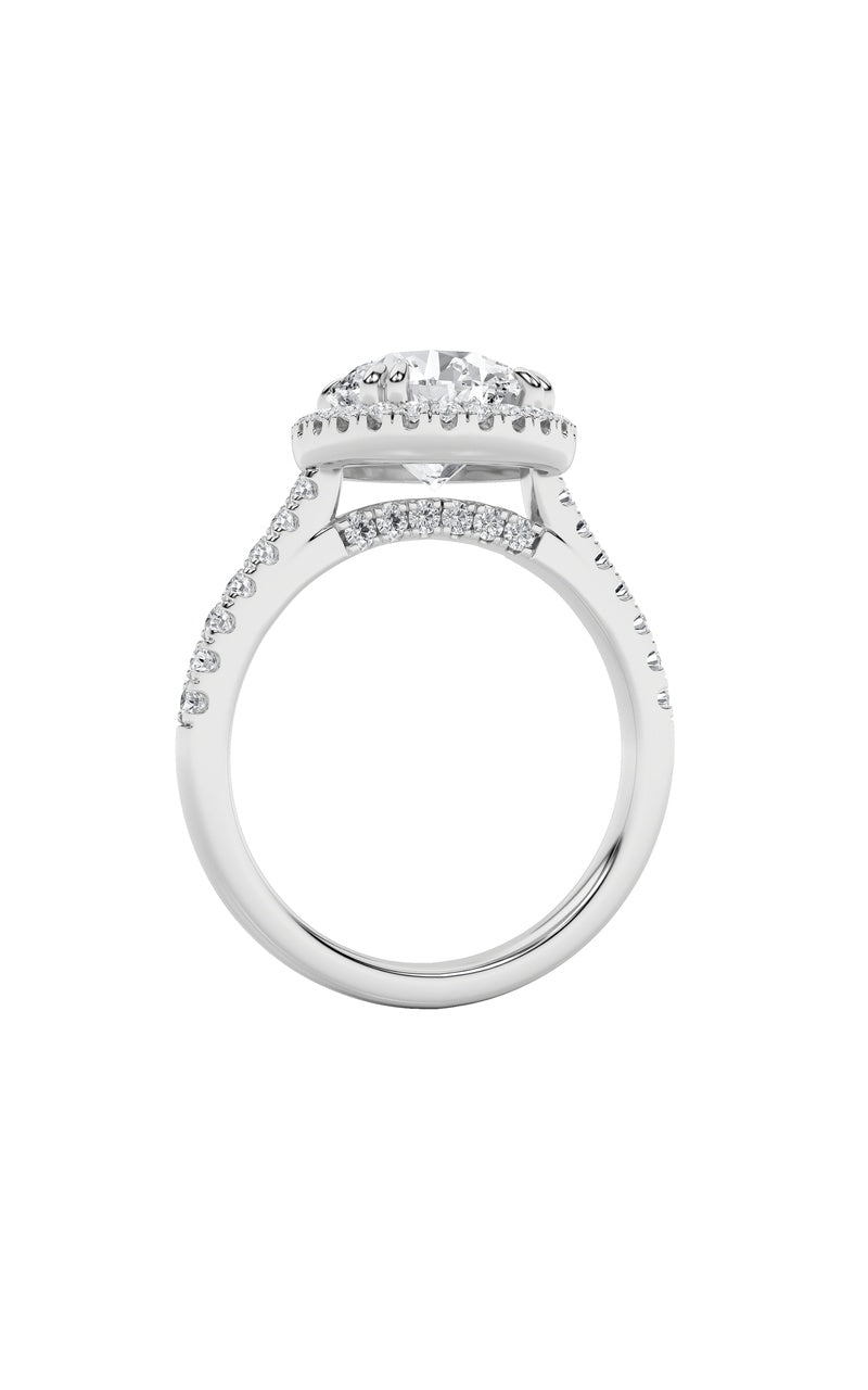 5Cttw Round Shaped Lab Grown Diamond (F/VS) Classic Halo Accented Engagement Ring in 14K Gold