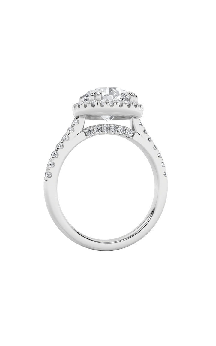 5Cttw Round Shaped Lab Grown Diamond (F/VS) Classic Halo Accented Engagement Ring in 14K Gold