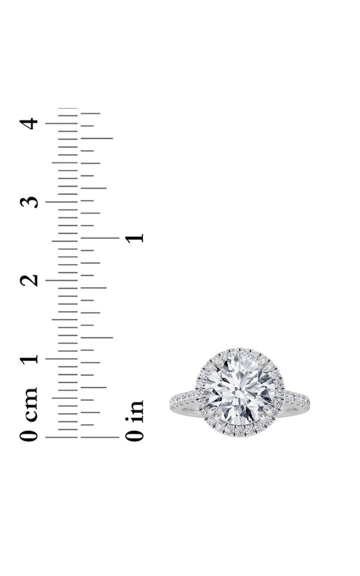 5Cttw Round Shaped Lab Grown Diamond (F/VS) Classic Halo Accented Engagement Ring in 14K Gold