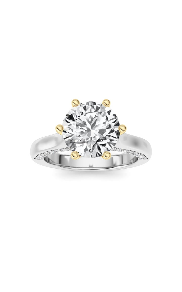 2Cttw Round Shaped Lab Grown Diamond (F/VS) TulipMotif Accented Engagement Ring in 14K Gold