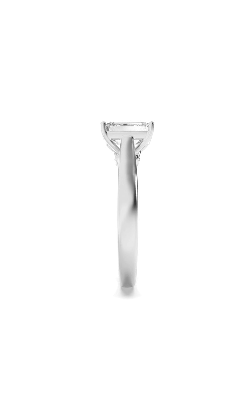 2Cttw Emerald Shaped Lab Grown Diamond (G/VS) Accented Bridge Shank Engagement Ring in 14K Gold