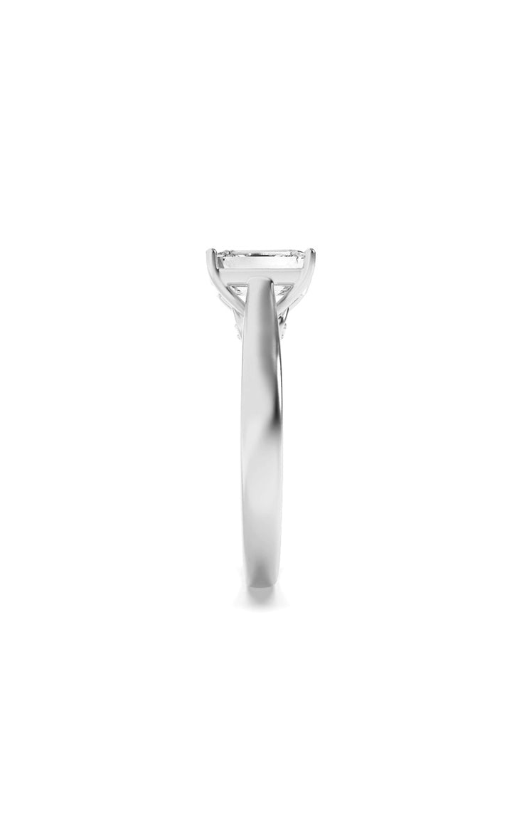 2Cttw Emerald Shaped Lab Grown Diamond (G/VS) Accented Bridge Shank Engagement Ring in 14K Gold