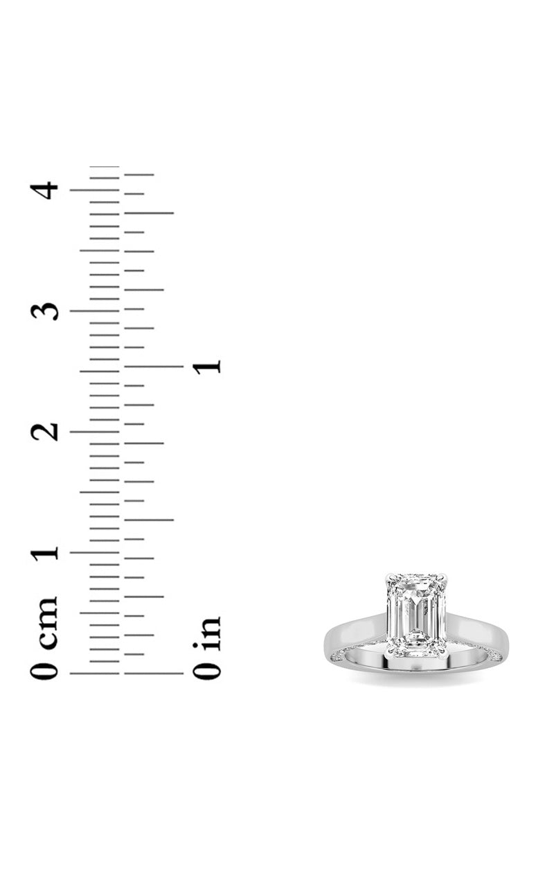 2Cttw Emerald Shaped Lab Grown Diamond (G/VS) Accented Bridge Shank Engagement Ring in 14K Gold