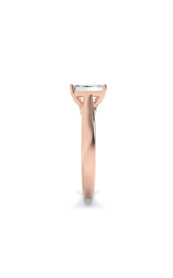 2Cttw Emerald Shaped Lab Grown Diamond (G/VS) Accented Bridge Shank Engagement Ring in 14K Gold
