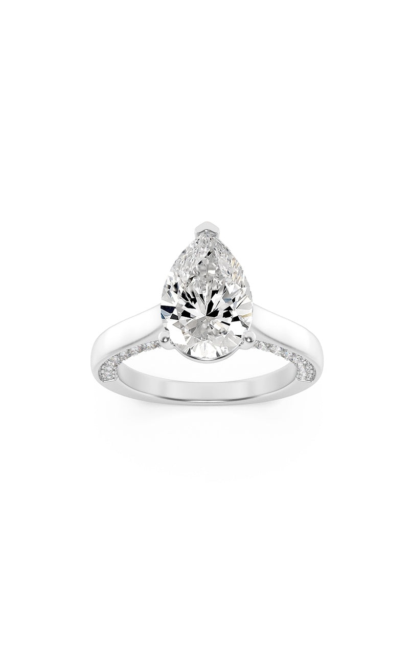 1.25Cttw Pear Shaped Lab Grown Diamond (F/VS) Accented Bridge Shank Engagement Ring in 14K Gold