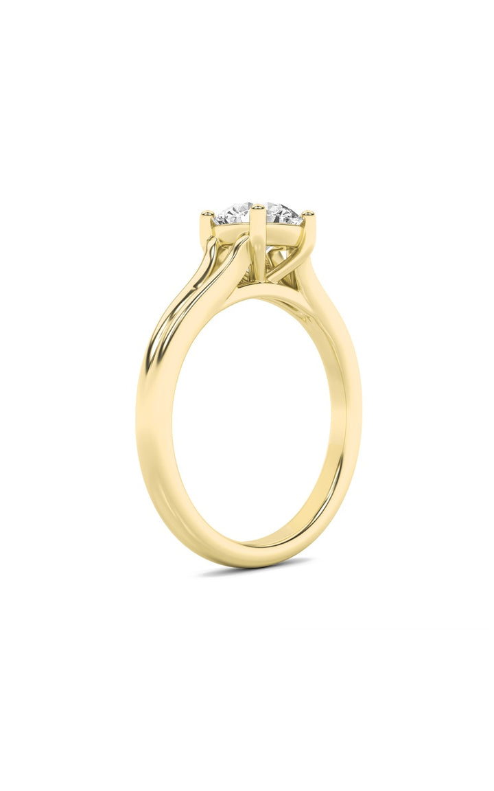 2Cttw Round Shaped Lab Grown Diamond (F/VS) SplitShank Solitaire Engagement Ring in 14K Gold
