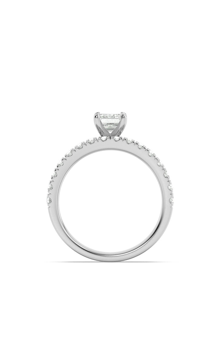 2Cttw Emerald Shaped Lab Grown Diamond (F/VS) Classic Accented  Set With Band and Engagement Ring in 14K Gold